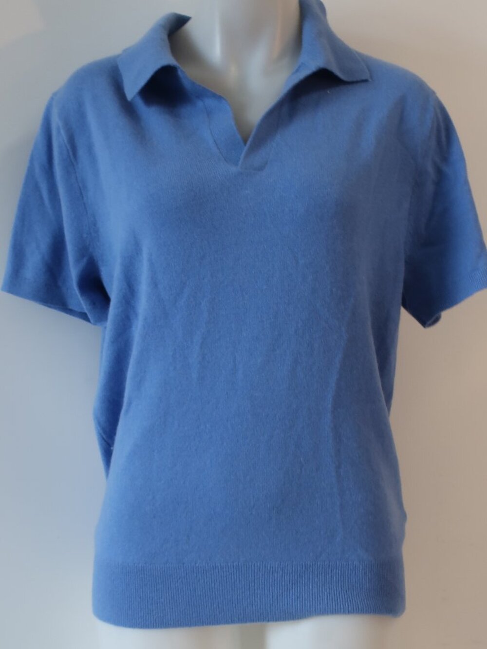 Mens J. Crew 100% Cashmere Blue Collared Short Sleeve Sweater M